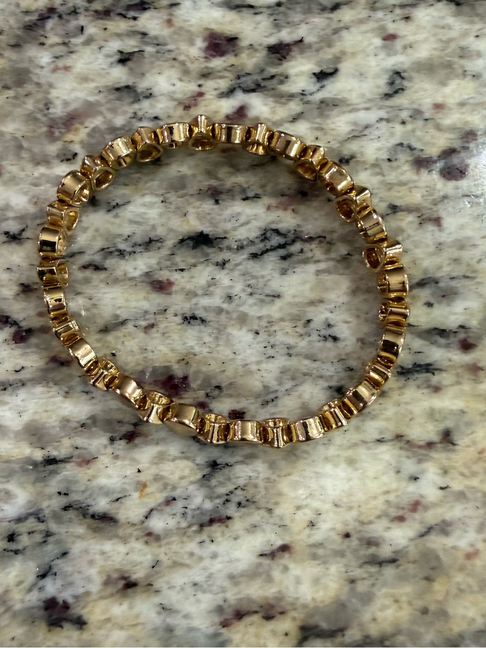 Gold Tone Teardrop Link Stretch Bracelet Statement Jewelry - Picture 4 of 4